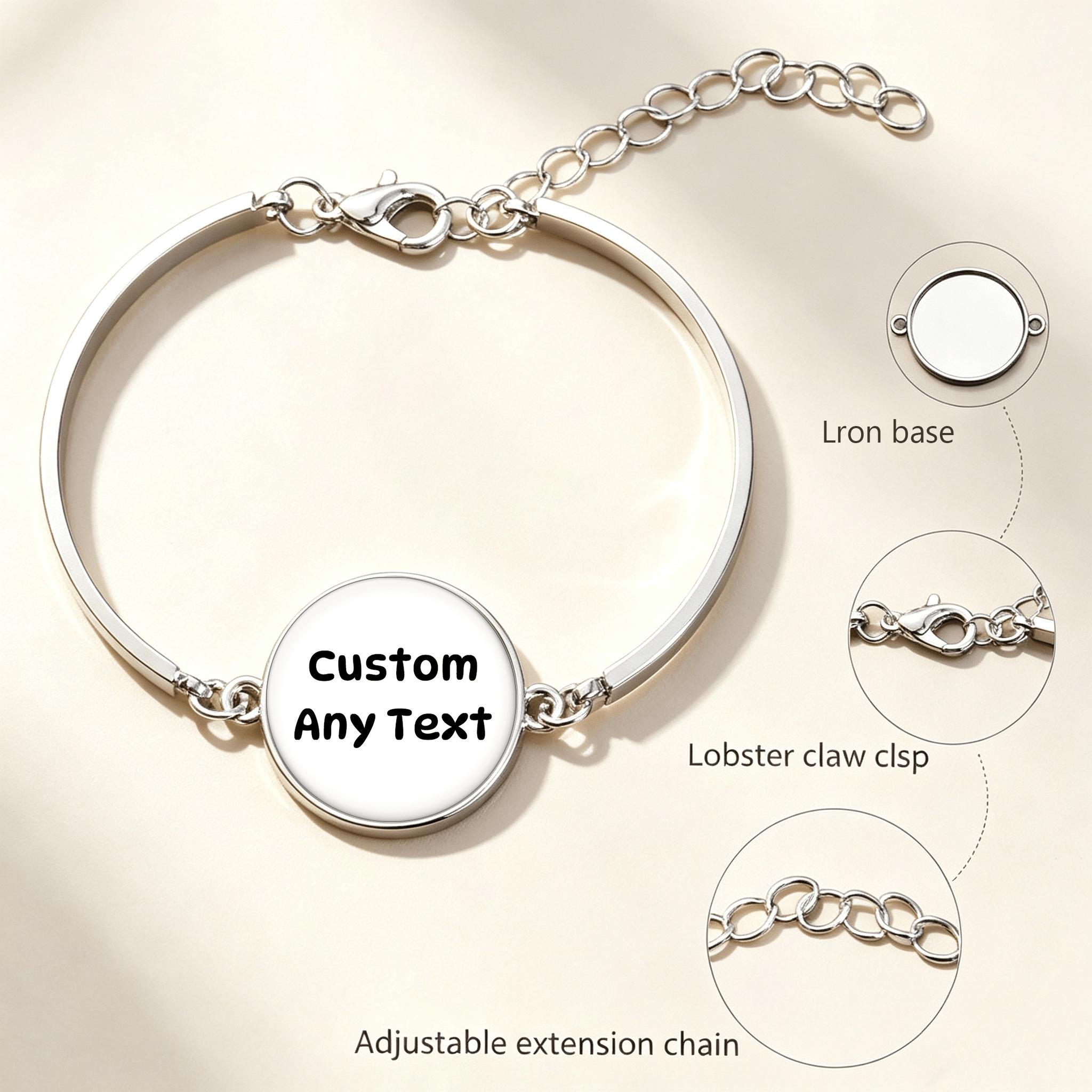 Adjustable Round Time Inlay Classic Bracelet, Customizable